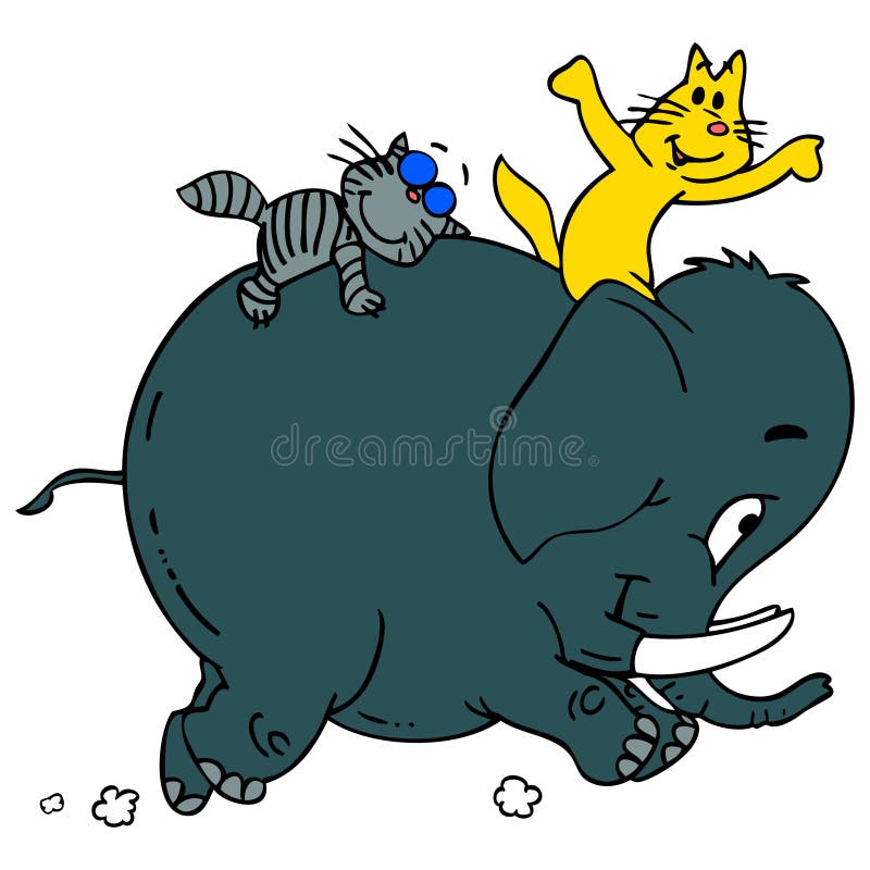 Katzen und Elefant stock abbildung