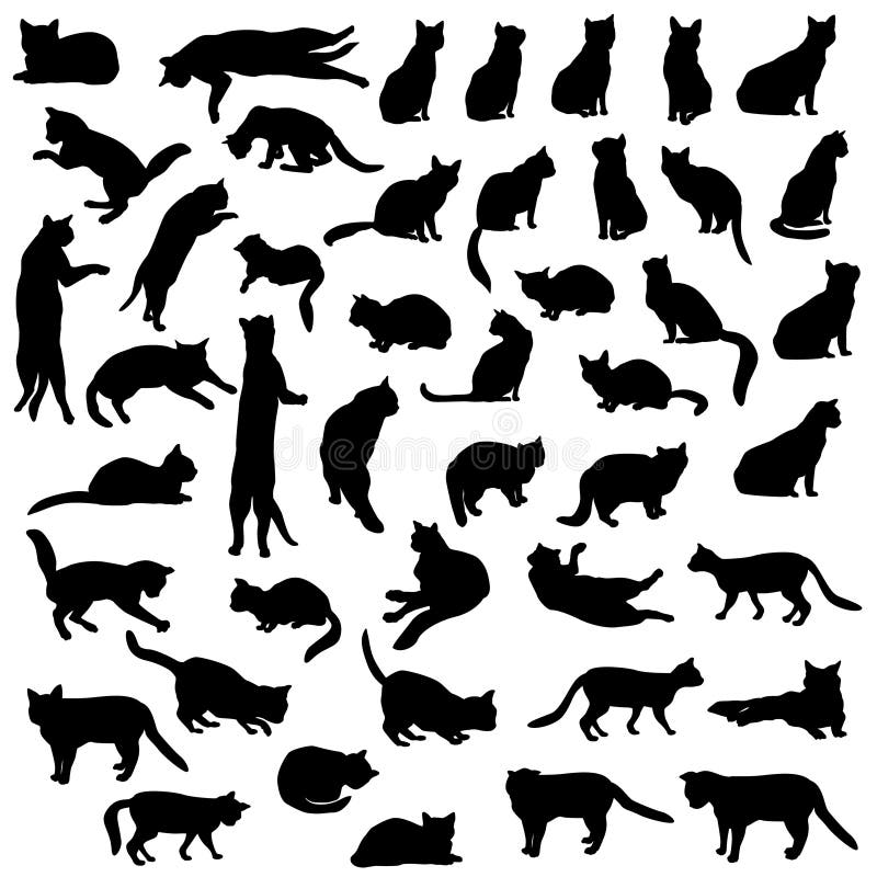 Cats silhouette set. Pet icon set. Cats silhouette set. Pet icon set