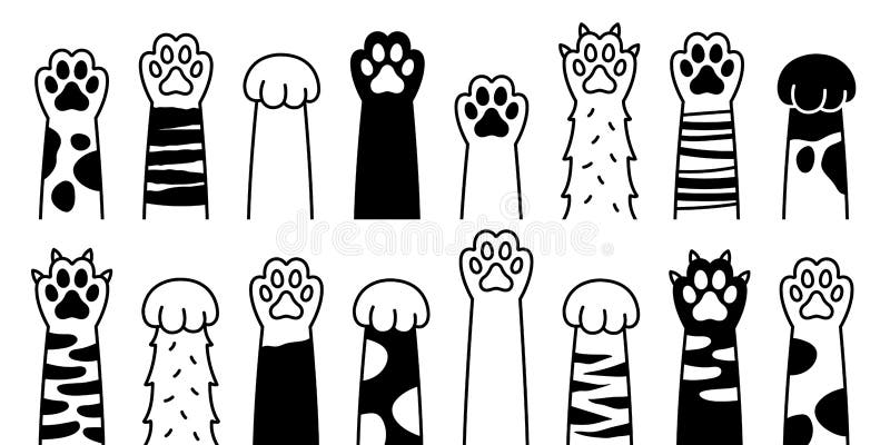Cat paw vector dog paw cat breed vector doodle illustration character isolated on white background. Cat paw vector dog paw cat breed vector doodle illustration character isolated on white background