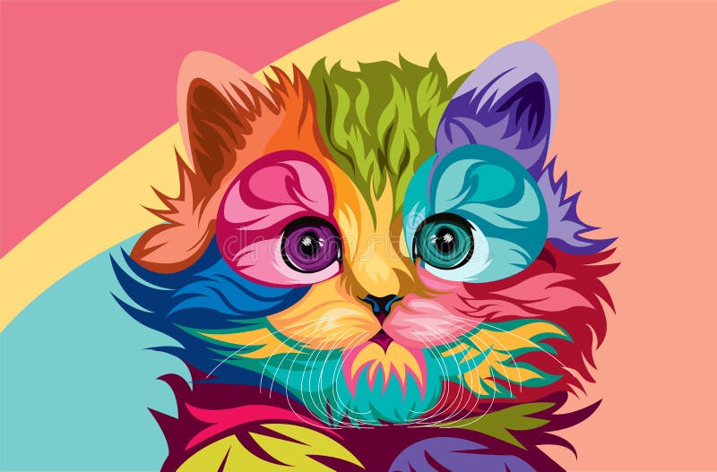 Colorful cat in vector illustration. Colorful cat in vector illustration