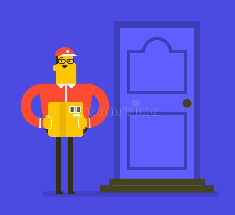 Download Kaukasische Leveringskoerier Die Een Kartondoos Houden Vector Illustratie - Illustratie bestaande uit europees, doos: 107709186