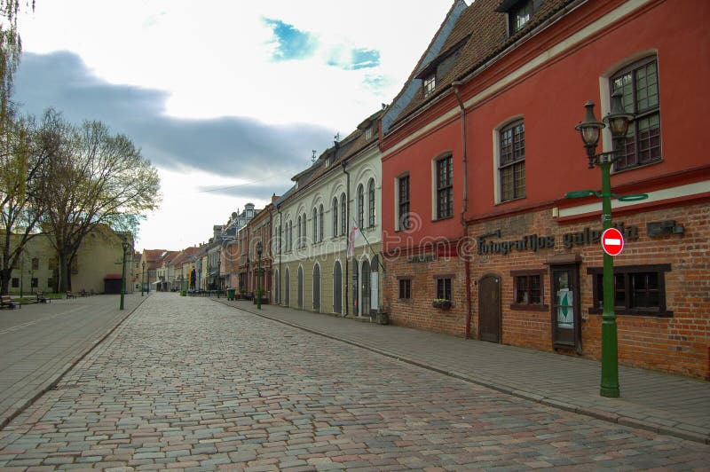 Kaunas Lithuania, 01 May 2017. Kaunas Old Town. Old Street in Time in Early Morning Editorial Stock Photo - Image of city, cityscape: 133577603