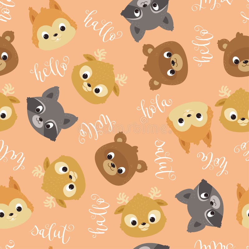 Raccoon seamless wallpaper stock vector. Illustration of clipart - 33252604