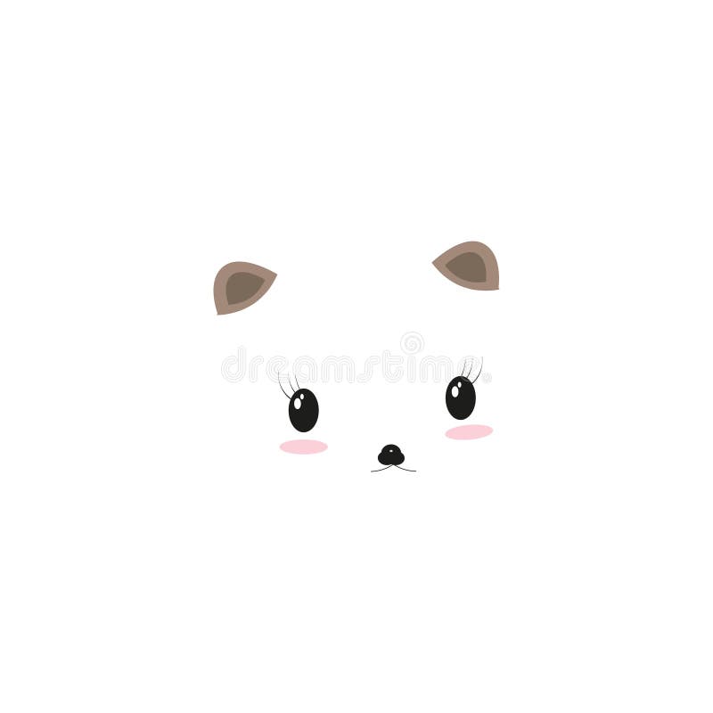 Kawaii, Cara Fofo Pequeno Panda Bebê. Desenho De Logotipo Plano