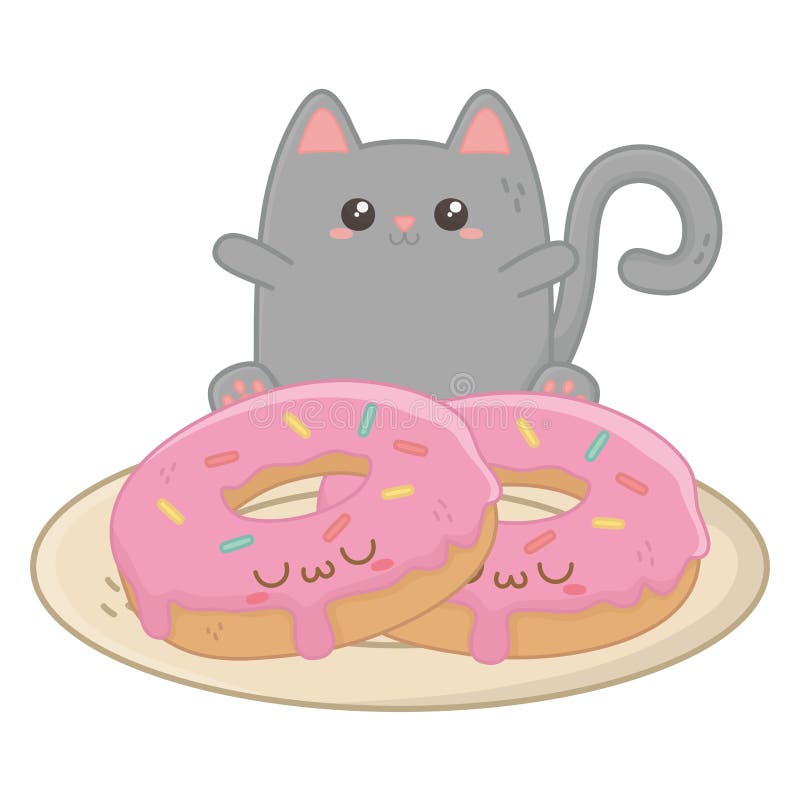 Kawaii Of Cat Cartoon Design Stock Vector - Illustration Of Cute