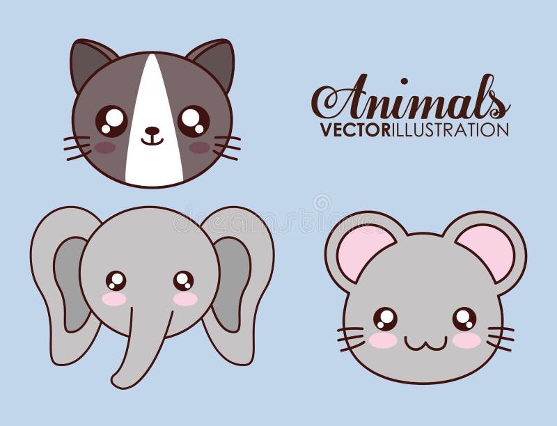 Kawaii Cat Icon Cute Animal Vector Graphic Stock Illustration