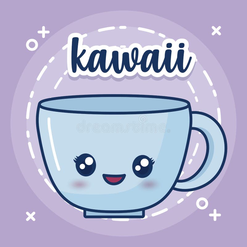 Coffee Mug Kawaii, Stock vector