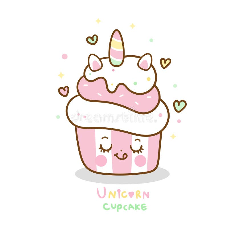 Kawaii Cupcakes Topping Unicorn Vector Fairy Cartoon Pastel Color Kid Food  Dessert Bakery Product Fabulous Fashion for Kid Decorat Stock Vector -  Illustration of characters, background: 156990253