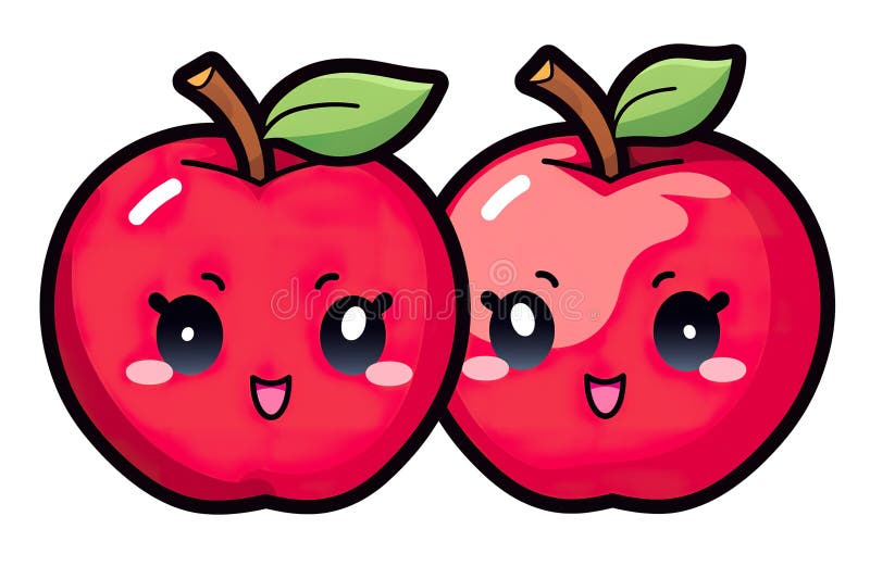 Kawaii Cute Fruits Sticker Image, in the Style of Kawaii Art, Meme