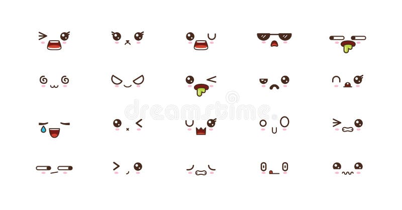Kawaii Cute Faces Smile Emoticons. Japanese Emoji Stock Vector -  Illustration of heart, japanese: 142375300