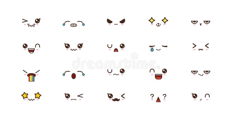Set of sun shaped emoji with different mood Kawaii cute sun emoticons and  Japanese anime emoji faces expressions 3496329 Vector Art at Vecteezy