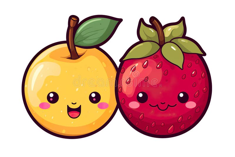 Set Of Kawaii Stickers Stock Illustration - Download Image Now - Animal,  Apple - Fruit, Art - iStock