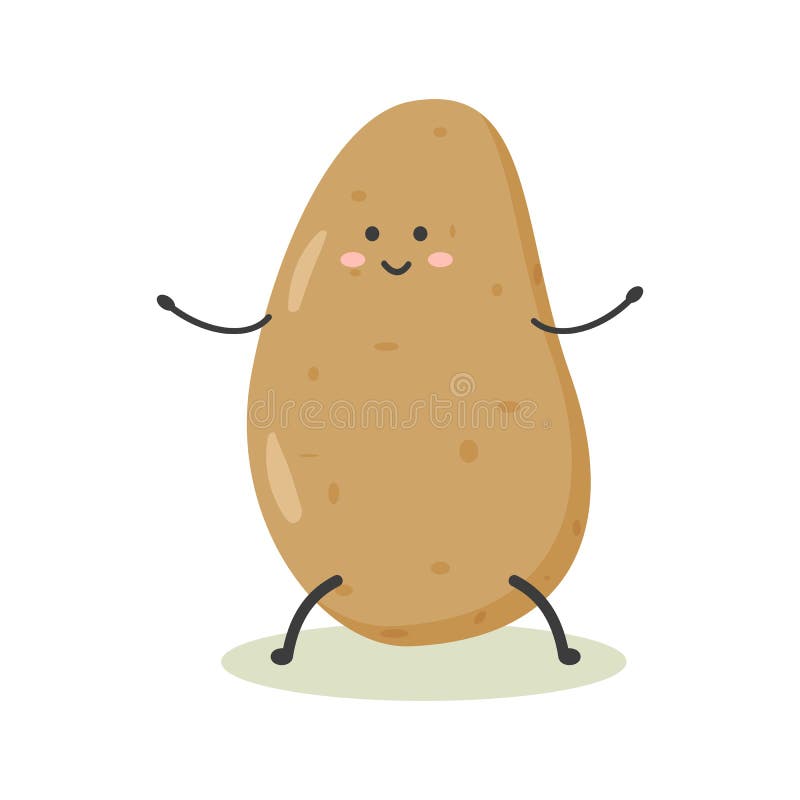 Cheerful Potatoes in the Style of Kawaii Stock Vector - Illustration of ...