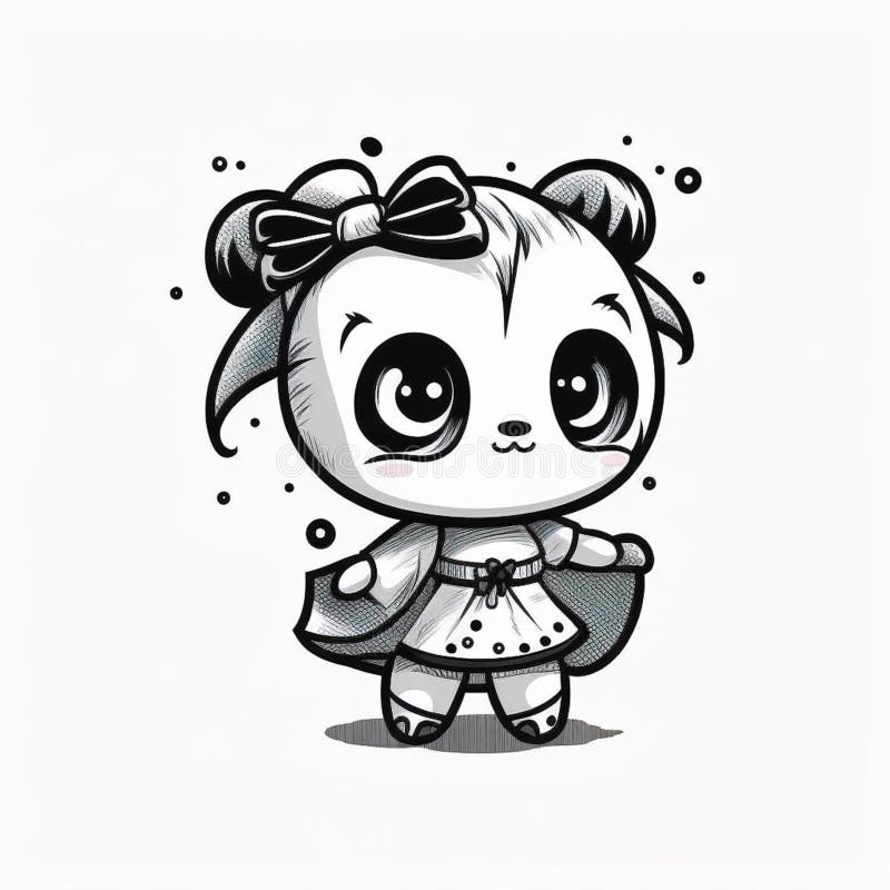 Kawaii Cute Panda Girl, Coloring Book Stock Image - Illustration of japan,  child: 272476827