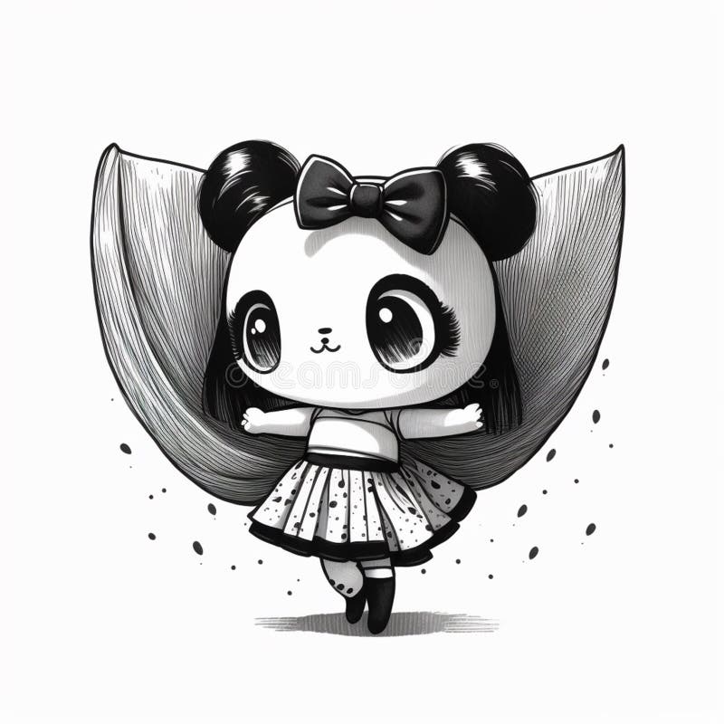 Kawaii Cute Panda Girl, Coloring Book Stock Image - Illustration of japan,  child: 272476827