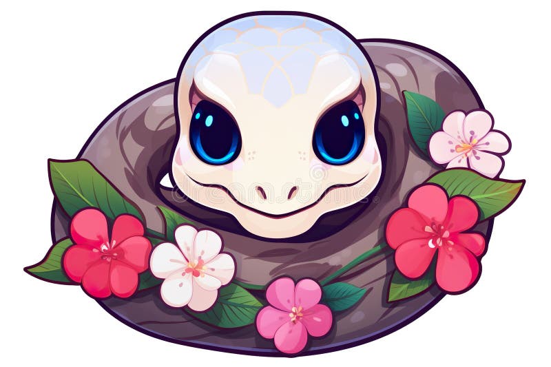 Kawaii Cute Snakes Sticker Image, in the Style of Kawaii Art Stock ...