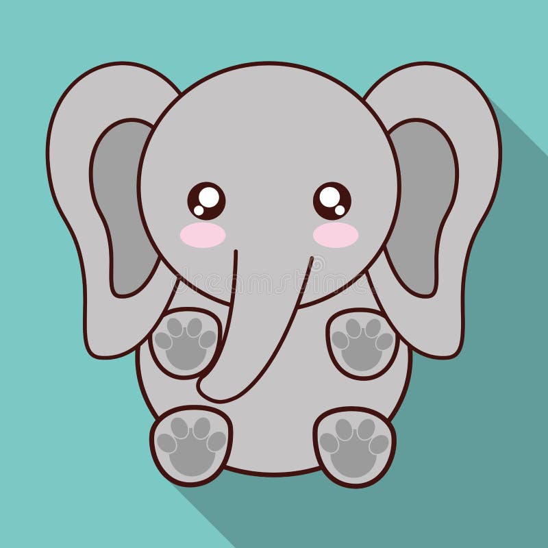 Kawaii Elephant Icon Cute Animal Vector Graphic Stock