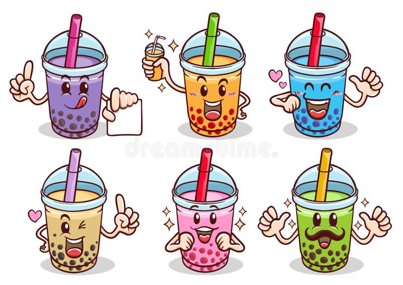 Kawaii Fofo Emoji Personagens Cartoon Boba Bubble Milk Tea