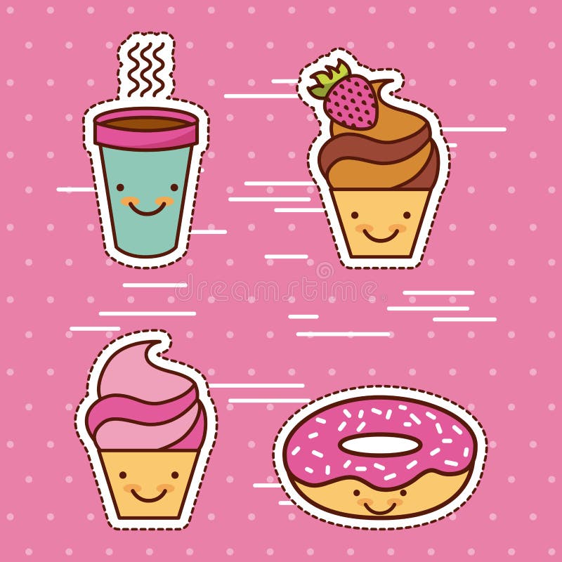 Kawaii Food With Background Colorful Image Stock Vector Illustration Of Anime Adorable Kawaii Food With Background Colorful Image Stock Vector Illustration Of Anime Adorable