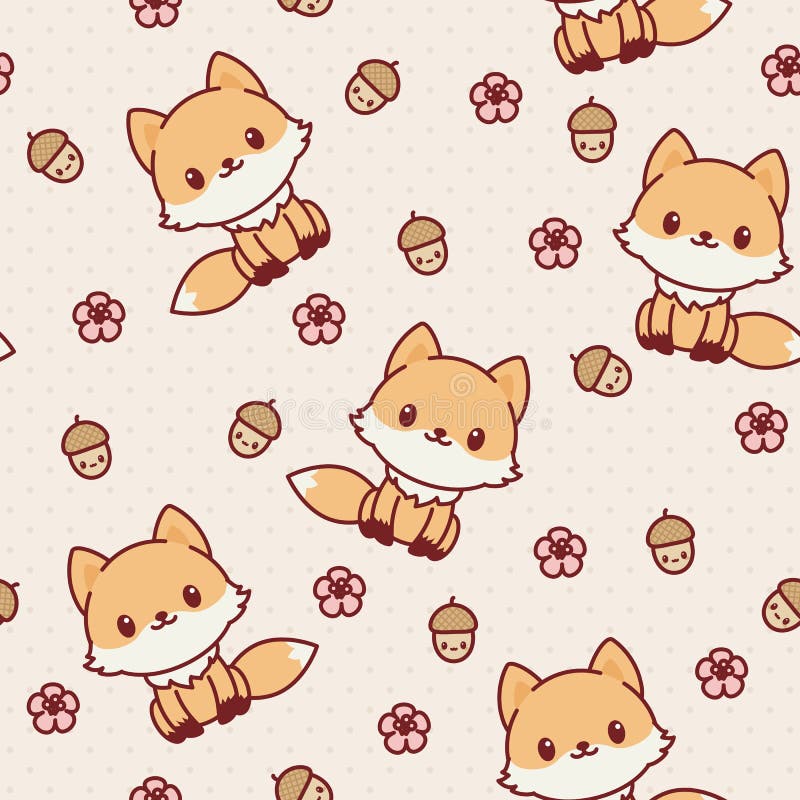 Kawaii fox seamless wallpaper.