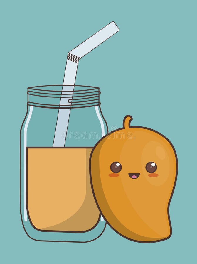 Kawaii Fruit and Juice Icon Stock Illustration - Illustration of anime,  character: 89173749