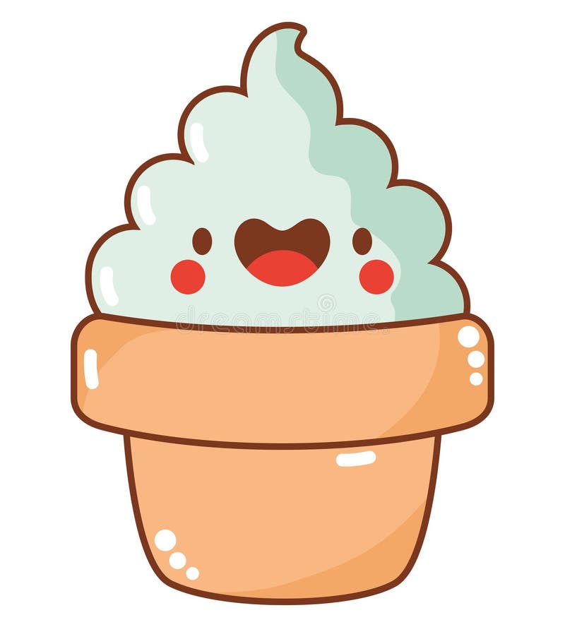 Kawaii happy ice cream stock vector. Illustration of creamy - 273625220