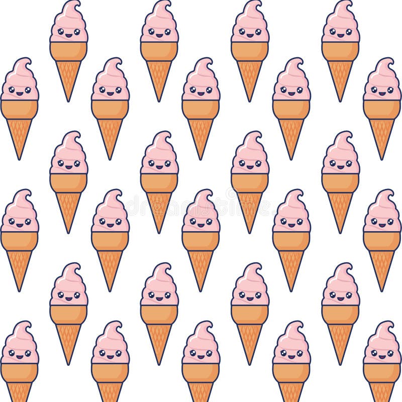 Kawaii ice cream design stock illustration. Illustration of calories