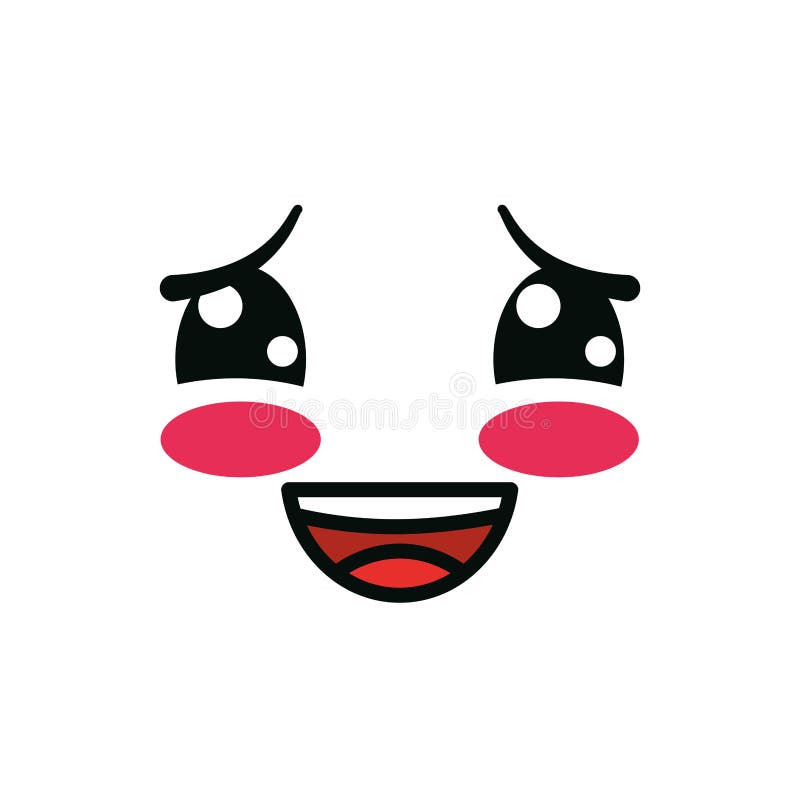 Feliz Rosto Desenho Animado, Kawaii Expressão Personagem Bonito Engraçado E  Emoticon Tema Ilustração Vetorial Royalty Free SVG, Cliparts, Vetores, e  Ilustrações Stock. Image 137748091