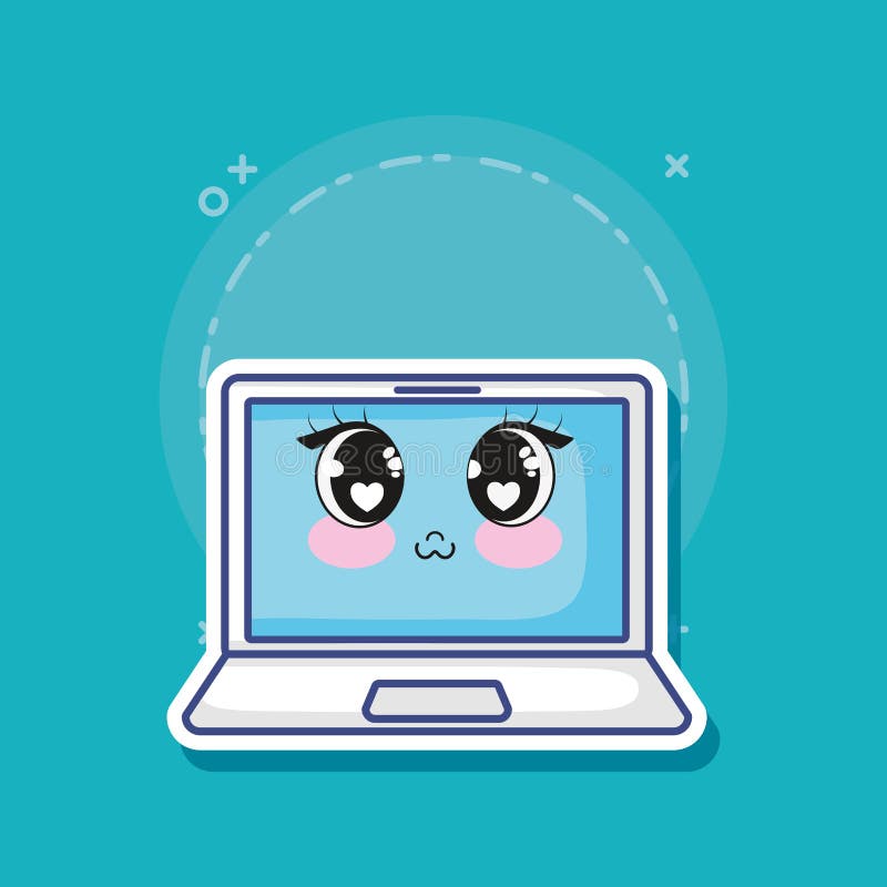 Computer Kawaii Cartoon Technology Design Stock Vector - Illustration ...