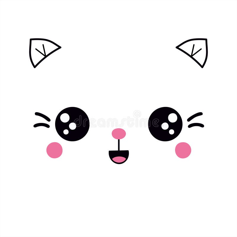 Kawaii Linda Cara De Gato Con Orejas. Emociones Positivas. Ilustración De  Vector De Dibujos Animados. Emoji De Anime Japonés. Ilustración del Vector  - Ilustración de sonriente, emoticono: 204923517