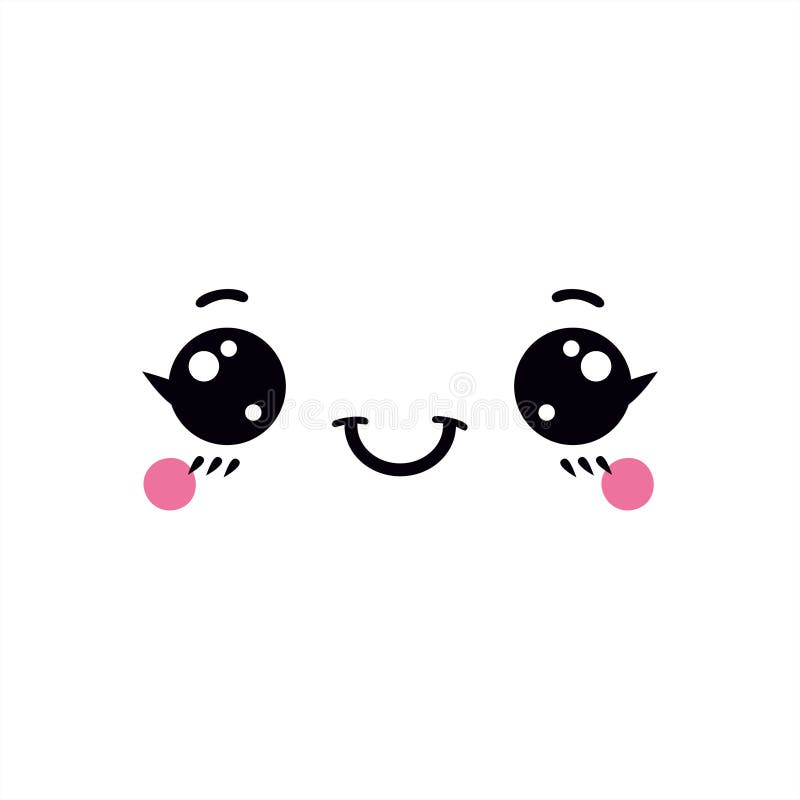 Kawaii Linda Cara Feliz. Emociones Positivas. Ilustración De Vector De  Dibujos Animados. Emoji De Anime Japonés. Ilustración del Vector -  Ilustración de sonriente, lindo: 204923529