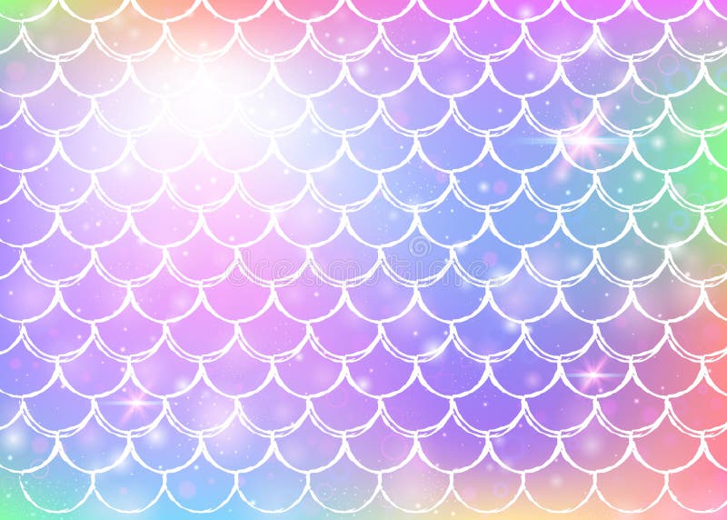 Kawaii Mermaid Background with Princess Rainbow Scales Pattern. Stock ...