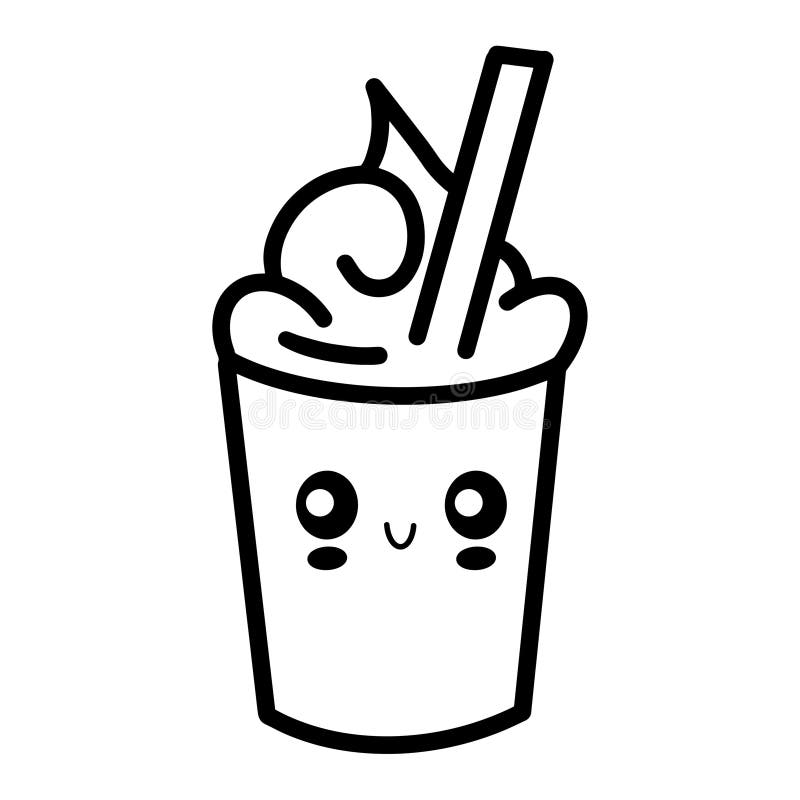 Kawaii milkshake vector linear illustration stock illustration