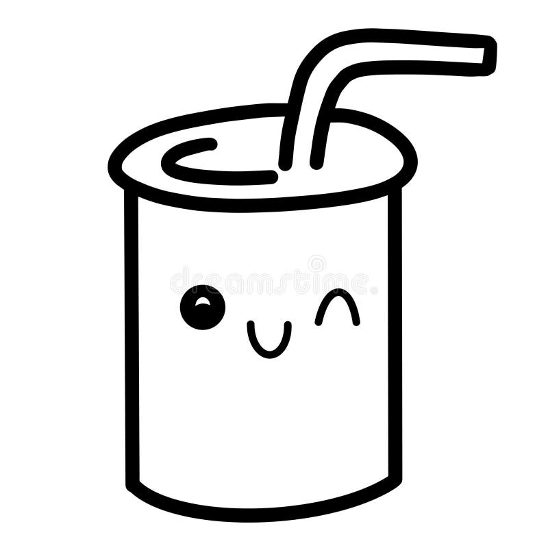 Kawaii milkshake vector linear illustration royalty free illustration