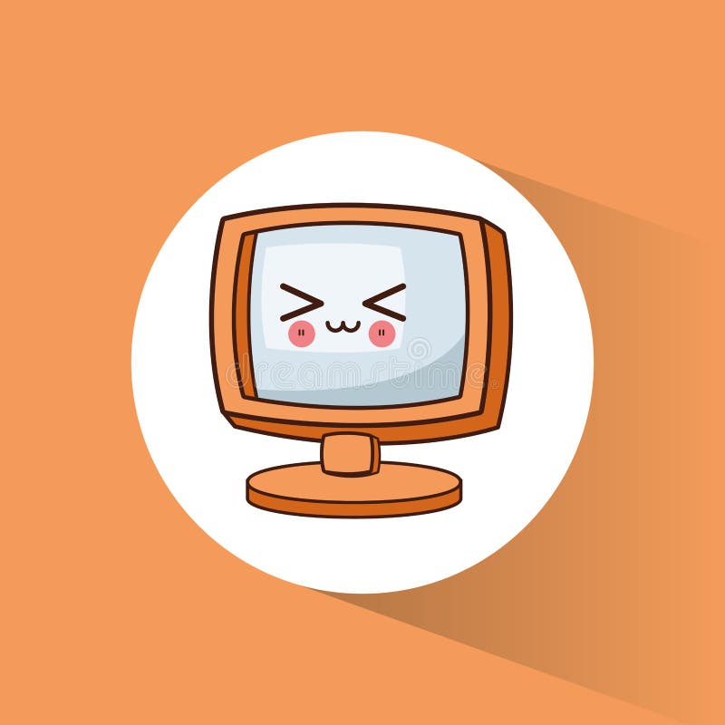 Kawaii Monitor Technology Image Stock Illustration - Illustration of ...