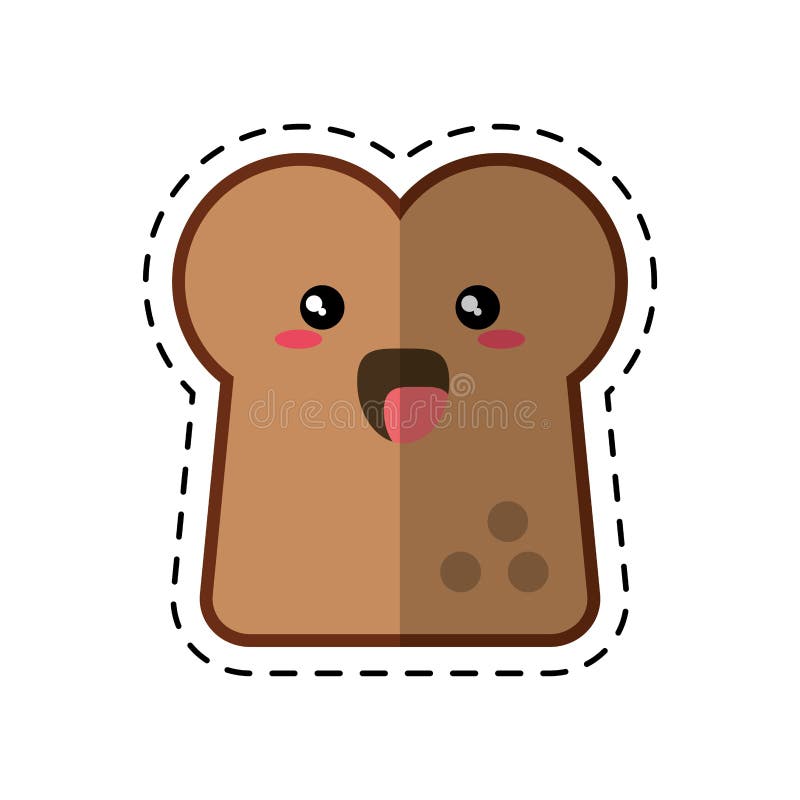 Kawaii pokrajać chlebową ikony cięcia linię ilustracji Kawaii pokrajać chlebową ikony cięcia linię ilustracji