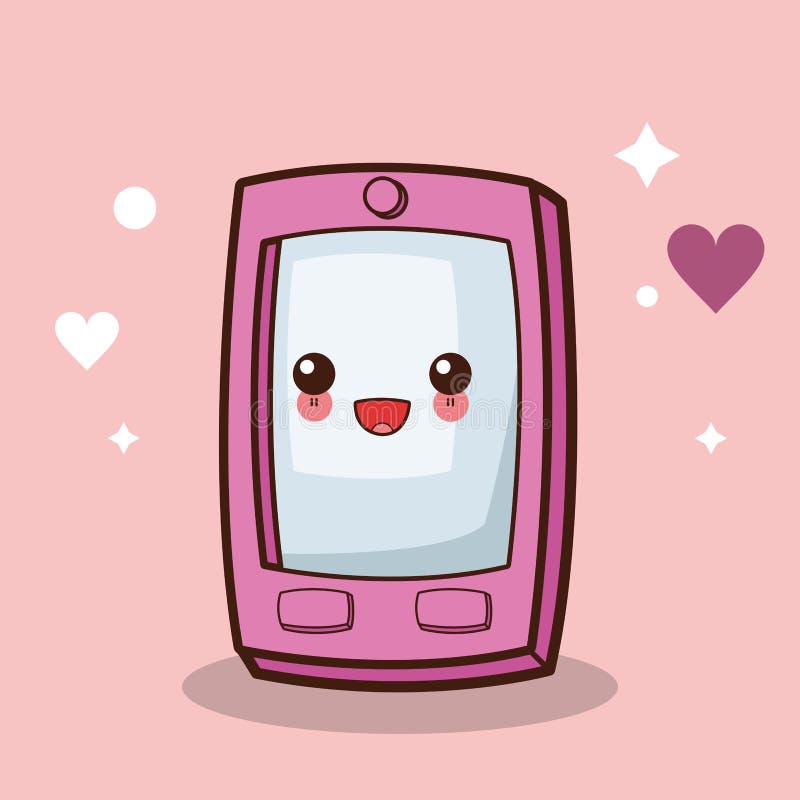 Kawaii smartphone character cartoon royalty free illustration