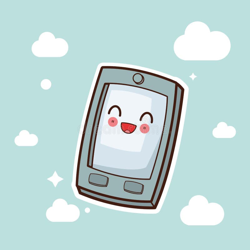 Kawaii smartphone character cartoon vector illustration