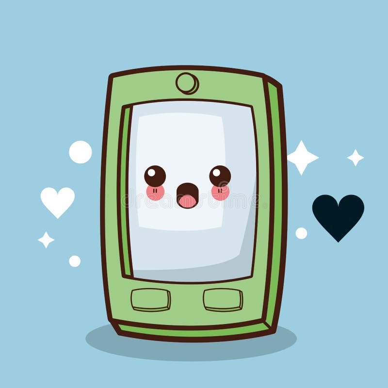 Kawaii smartphone character cartoon vector illustration