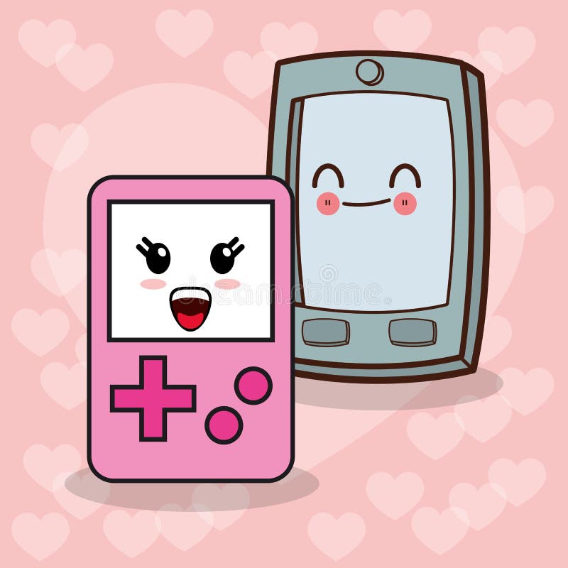 Kawaii smartphone gamepad image royalty free illustration