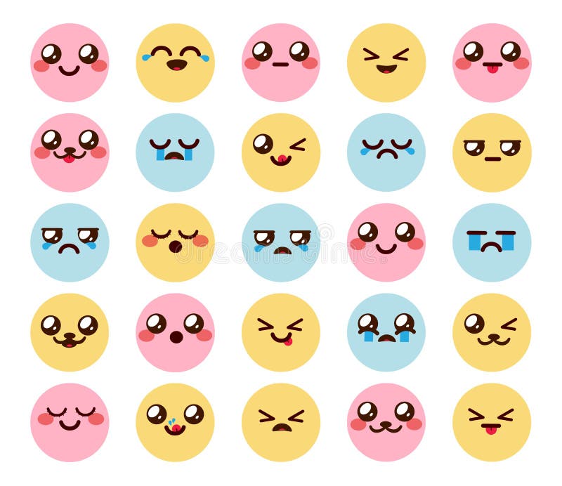Kawaii Smileys Chibi Vector Set. Emoticono Lindo Dibujo De La Expresión Emojis Con Feliz Sonrisa Triste Y Sonrojándose En Caras Co Ilustración del Vector - Ilustración de historieta, caras: 232863280 Kawaii Smileys Chibi Vector Set. Emoticono Lindo Dibujo De La Expresión Emojis Con Feliz Sonrisa Triste Y Sonrojándose En Caras Co Ilustración del Vector - Ilustración de historieta, caras: 232863280