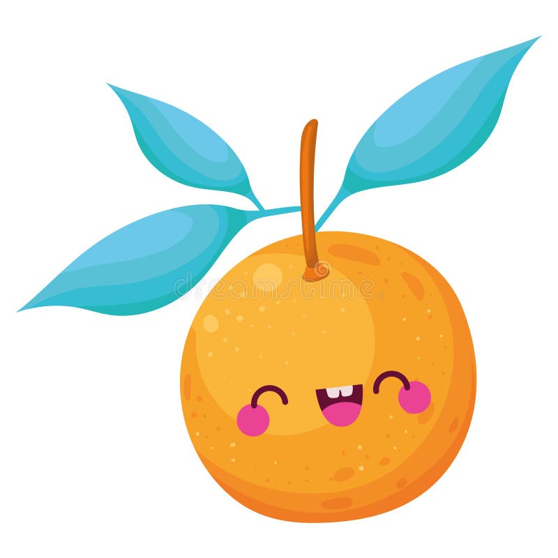 Tangerine Kawaii Fruit with a Smile Stock Vector - Illustration of cute ...