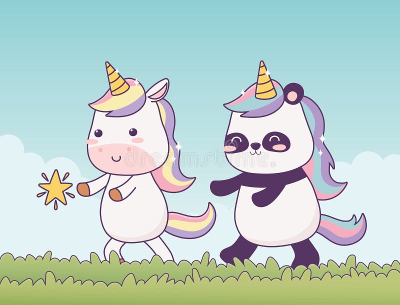 Vetores de Kawaii Panda Com Unicórnio Sorvete Desenho Animado Personagem  Fantasia Mágica e mais imagens de Animal - iStock