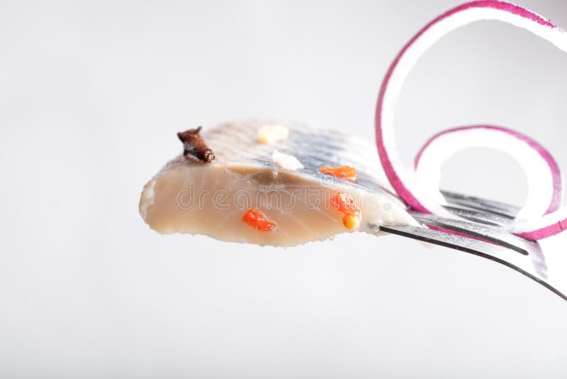 Kawałek śledź na rozwidleniu zdjęcia stock Kawałek śledź na rozwidleniu zdjęcia stock