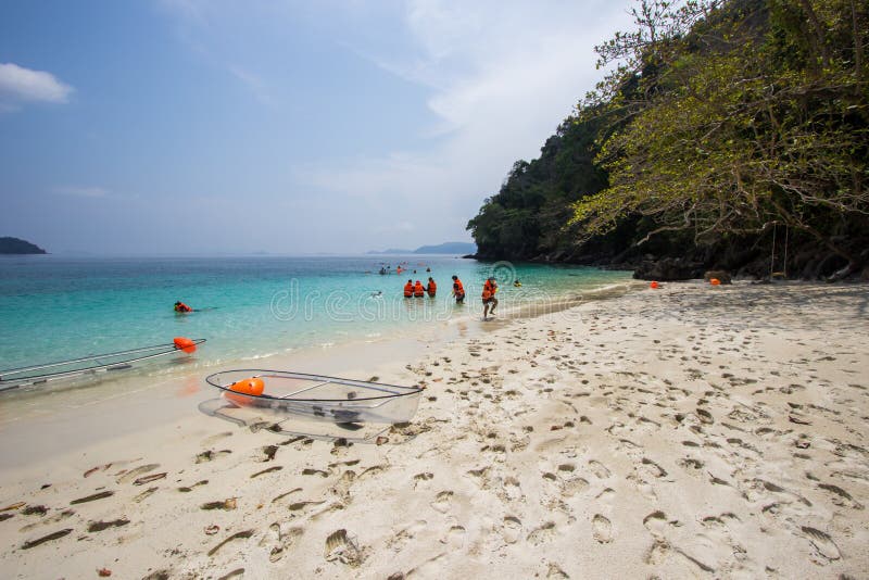 Kawthoung Province,Myanmar on April 6,2018:Many activties to enjoy on Flower Island - a beautiful Island in Myanmar Andaman Sea. stock photos Kawthoung Province,Myanmar on April 6,2018:Many activties to enjoy on Flower Island - a beautiful Island in Myanmar Andaman Sea. stock photos