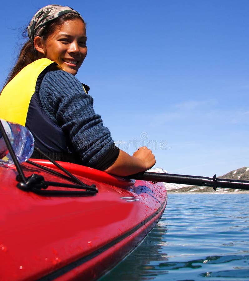 Kayak girl stock image. Image of exploration, sunglasses 7377215