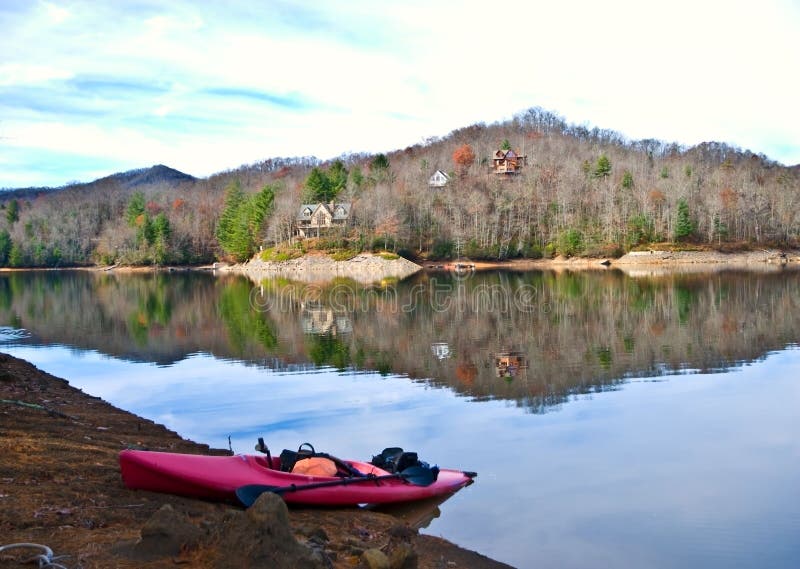 Kayak on the Lake in Winter