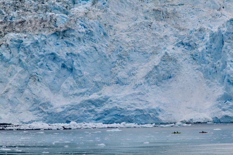 Kayakers near glacier at Prince William Sound, USA royalty free stock photos Kayakers near glacier at Prince William Sound, USA royalty free stock photos
