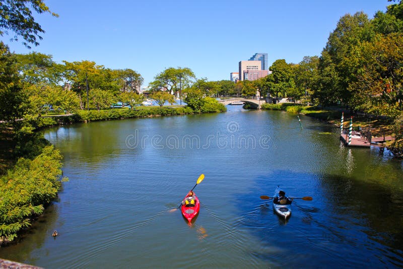 Kayaking on the Charles River, Boston, MA Editorial Photography Image