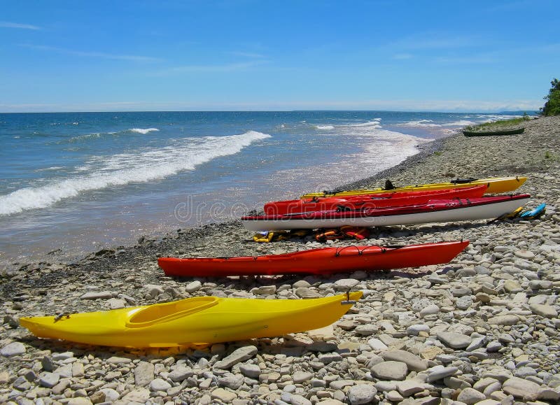 Kayaks on Beach Bay Canada Stock Image Image of kayak, cape